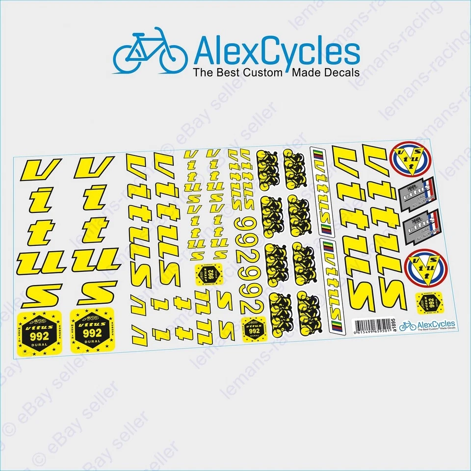 Kit de calcomanías de restauración para horquilla de marco VITUS 992 OVOID + Juego de calcomanías de regalo GRATIS - Imagen 1 de 1