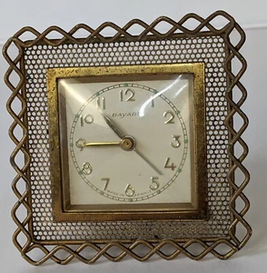 Vintage Bayard Desk Alarm Clock Made in France Gold Painted Metal Working - Picture 1 of 11