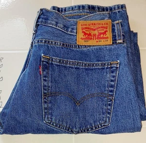 Levi's Mens 505 34x34 Blue Stonewash Jeans Boot Cut Worn & Washed & Worn Once - Picture 1 of 6