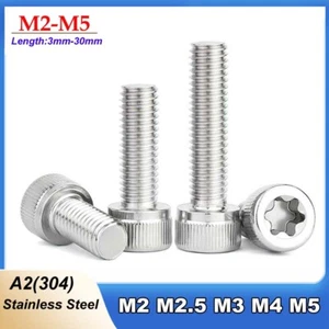 304 Stainless Steel Hex Hexagon Socket Low Head Anti Theft Torx Screw Bolt M2-M5 - Picture 1 of 45