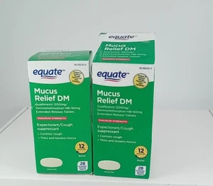 2x Equate Mucus Relief DM Guaifenesin 1200 mg Expectorant Cough Relief - Picture 1 of 3