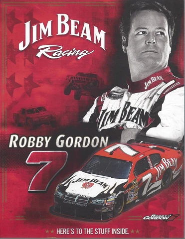 2008 ROBBY GORDON "JIM BEAM DODGE CHARGER #7 NASCAR SPRINT CUP SERIES POSTCARD Cover