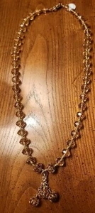 Beautiful Faceted Amber Glass 24" Long Necklace Tassels  Lobster Closure L@@k - Picture 1 of 7