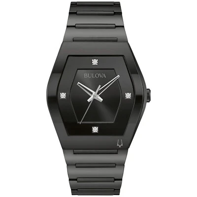 Bulova Gemini Men Quartz Black Crystal Accent Stainless Steel Watch 40MM 98D177 - Image 1 of 4
