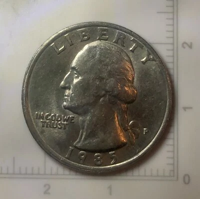 1985 P Washington Quarter DDO, Collar Break & Die Wear Flow Lines Error Coin - Image 1 of 4