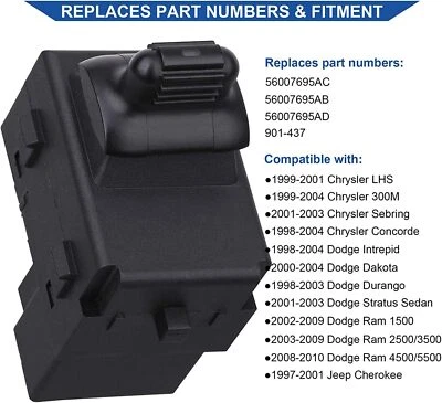 Выключатель стеклоподъемника со стороны пассажира для Dodge Ram 1500 2500 3500 56007695AC 02-10 - Изображение 1 из 4