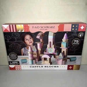 FAO Schwarz CASTLE BLOCKS 75 Piece Solid Wood Blocks - Picture 1 of 7