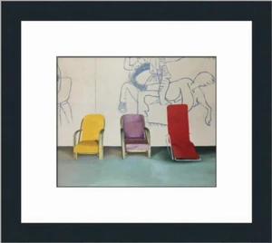 David Hockney Three Chairs And Section Of A Picasso Mural Custom Framed Print - Picture 1 of 2