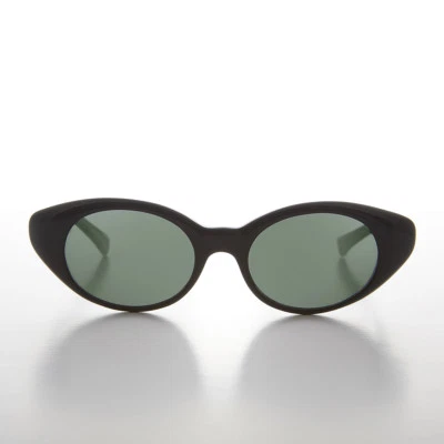 Black Cat Eye 80s Vintage Classic Sunglass with Green Lens -  Amy - Image 1 of 3