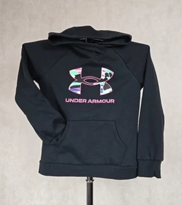 NEW Under Armour Hoodie Girl Size Medium Pullover Hooded Sweatshirt Black Camo - Picture 1 of 5