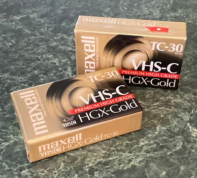 Maxell、HGC-GOLD、TC-30、VHS-C、录像带,62 分钟:全新未拆封未使用 — 第 1/2 张图片