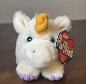 Vintage Swibco Puffkins 6647 MAGIC Unicorn Keychain with Tag Purple Plush LAST 1 - Picture 1 of 7