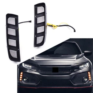 Fit Honda Civic 2016-2019 TYPE R LED Daytime Running Fog Light W/ Turn Signal - Picture 1 of 10