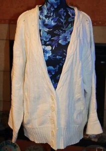 XL NWOT Coldwater Creek Ivory Cabled Kimono Sweater Cardigan - Picture 1 of 7