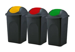 3-fach Mülleimer 60L mit Schwingdeckel Abfalleimer Mülltrenner Mülltrennsystem - Bild 1 von 5