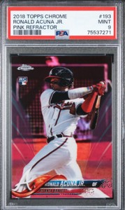 2018 Topps Chrome Ronald Acuna Jr Pink Refractor Rookie RC #193 PSA 9 Braves