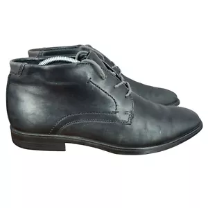 Ecco Chukka Boots Mens 9 Black Leather Melbourne Comfort Dress Shoes - Picture 1 of 13