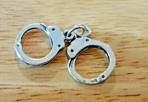 Sterling Silver 3D 15x30mm Police Policeman's Handcuffs Charm - Picture 1 of 3