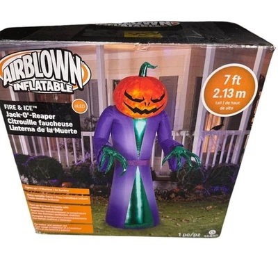Gemmy 7 ft Fire & Ice Jack-O'-Reaper Halloween Inflatable Decoration tested LED - Image 1 of 3