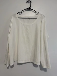 Camicetta donna Eileen Fisher bianca taglie forti 3X manica lunga cotone/lirico - Foto 1 di 4