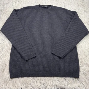 Brandini Men's XL Gray Ribbed 100% Merino Wool Crew Sweater Heritage Preppy - Picture 1 of 5