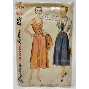 Vintage Simplicity 3224, Kleid mit Sonnenrücken + Bolero, Größe 12, Brustweite 30 KOMPLETT - Bild 1 von 2