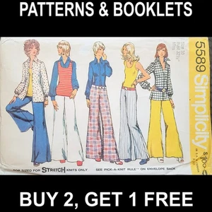 Vintage Simplicity Shirt/Top/Hip-Hugger Wide Leg Pans Pattern #5589 Size 10 CUT - Picture 1 of 6