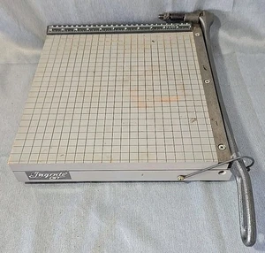 Vtg Ingento GT #1102 12" Cast Iron Wood Guillotine Paper Cutter Trimmer SHARP! - Picture 1 of 8