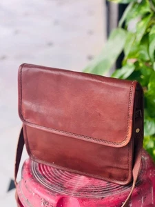 9X11 Rare Goat Leather Vintage Laptop Messenger Handmade Universal Bag Satchel - Picture 1 of 5