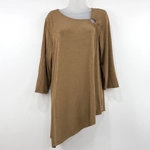 Top Chicos Travelers Para Mujer 2/L Mocha Chip Nuevo Con Etiquetas Sierra Asimétrico Slinky Cómodo - Imagen 1 de 14