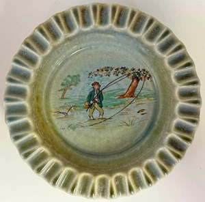 Plato de baratija redondo de porcelana Wade Fisherman de colección hecho en Co Armagh Irlanda - Imagen 1 de 5