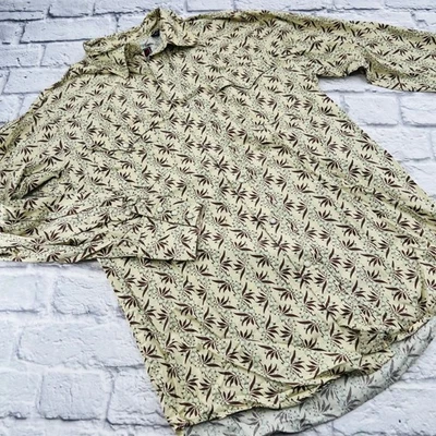 Camisa Roper Para Hombre Mediana Occidental Perla A Presión Beige Verde Patrón Floral Foto 1 de 4