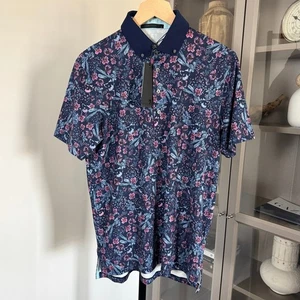 Greyson Poloshirt Desert Floral Maltese Navy S NEU Lila Button Down Kragen - Bild 1 von 8