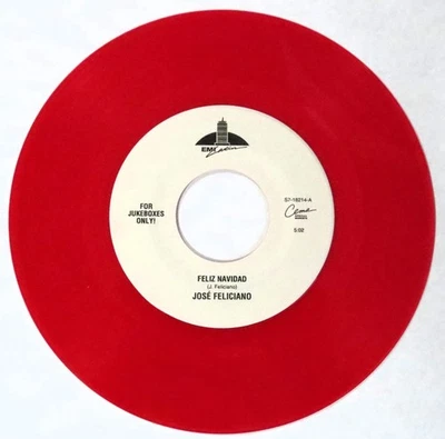JOSE FELICIANO Feliz Navidad/GLEN CAMPBELL Blue Christmas EMI 45 Red Vinyl Foto 1 de 2