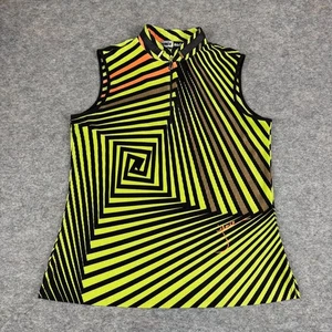 Jamie Sadock 1/4-Reißverschluss Tanktop gestreift abstrakt gelb orange Damen Große L - Bild 1 von 10