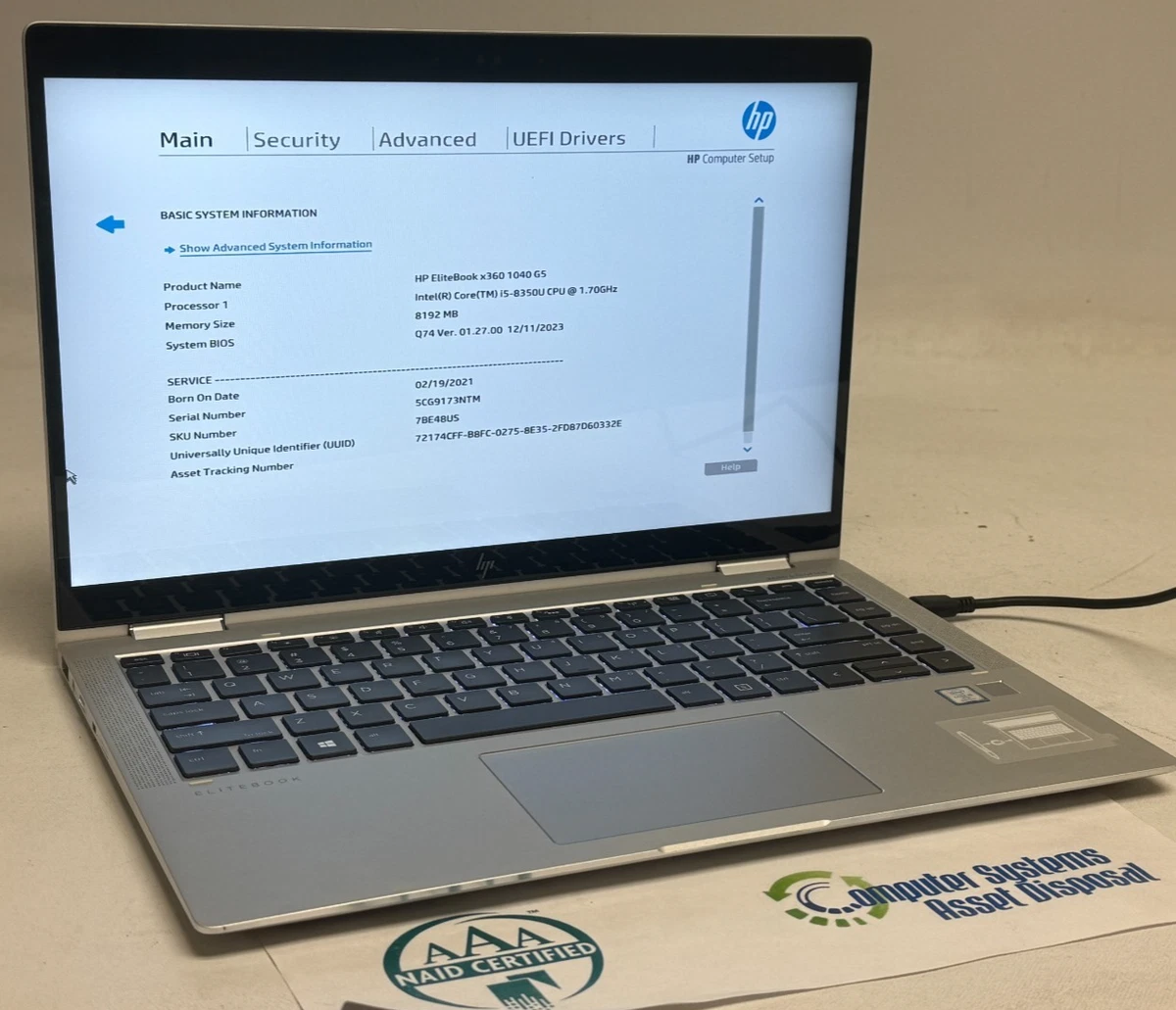 HP Intel Core i5 8th Gen. 256 GB SSD Capacity PC Laptops