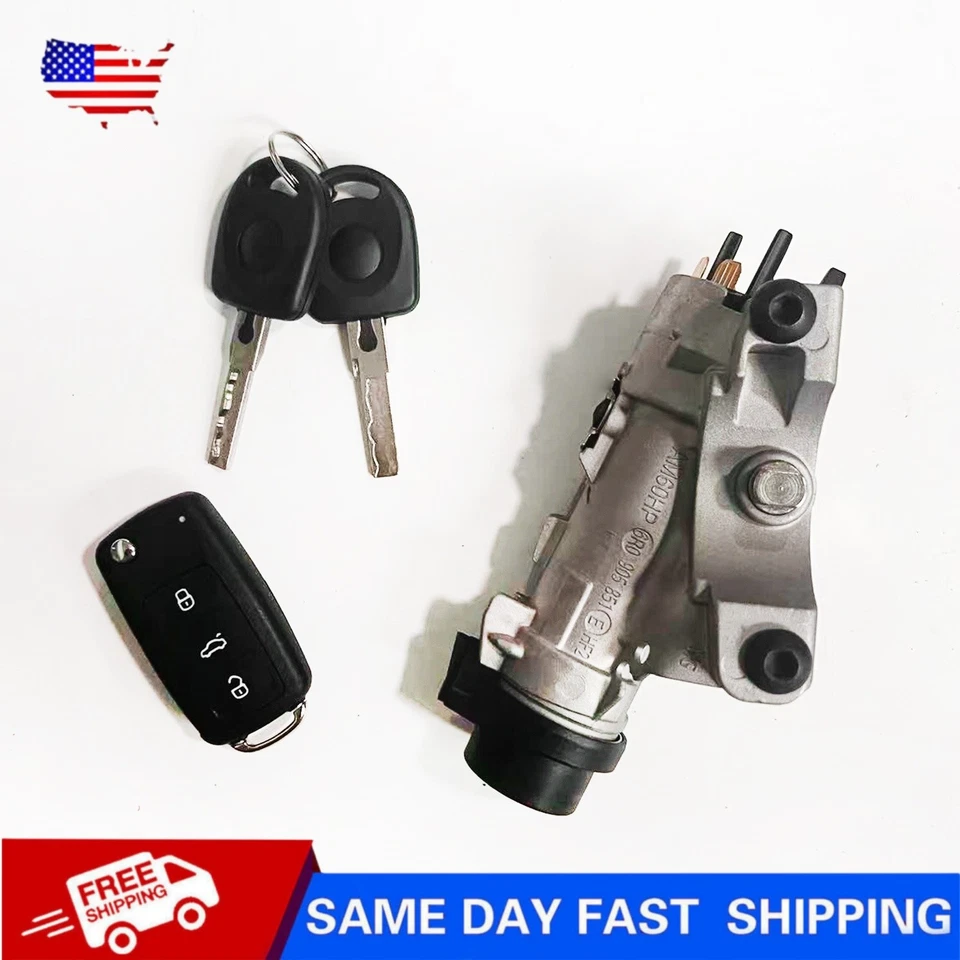 FOR 1998-2009 Audi A4 Quattro Ignition Lock Cylinder Assembly With Key Shells - Image 1 of 4