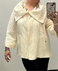 Lafayette 148 New York Women’s Linen/ Silk Textured Full Zip Jacket Beige Sz 10 - Picture 1 of 9