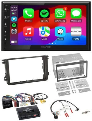 Kenwood Lenkrad USB DAB 2DIN Bluetooth Autoradio für VW T6 15-19 52pin schwarz - Bild 1 von 4