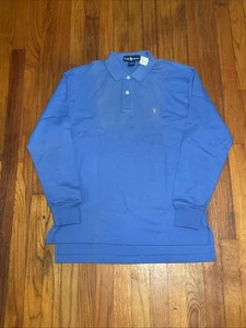 Ralph Lauren Heavy Cotton Shirt mens M Blue long sleeve Rugby Polo vintage 90s - Picture 1 of 6