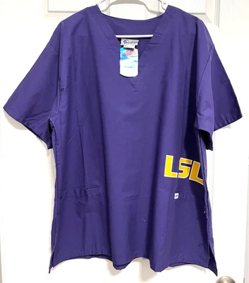 LSU TIGERS Hombres Púrpura Túnica Médica Exfoliante Enfermera Hospital Spectrum XL NUEVA ETIQUETA Foto 1 de 4