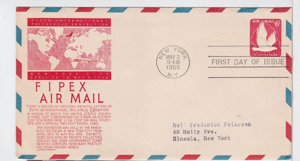 TurtlesTradingPost - 6 Cent Airmail Envelope #UC25- 1956 FDC S Anderson Cachet - Image 1 of 1