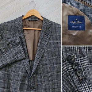 Brooks Brothers Men's 46R Gray Plaid Blazer Wool Silk Italian Lanificio di Pray - Picture 1 of 8