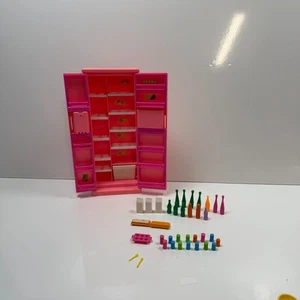 Vintage Barbie Mattel Pink Double Door Refrigerator Plastic Doll Furniture - Picture 1 of 21