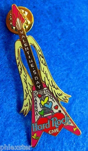 SHANGHAI VALENTINE'S DAY ANGEL WINGS 2001 FLYING V GUITAR Hard Rock Cafe PIN LE - Picture 1 of 1