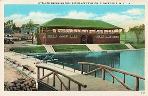Gloversville New York-Littauer Piscina Danza Pav.-Cartolina d'epoca (E15) - Foto 1 di 3