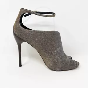 Brian Atwood da donna in tessuto nero e argento cinturino alla caviglia tacchi a stiletto taglia 10 - Foto 1 di 13