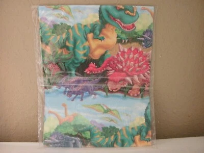 VTG AMERICAN GREETINGS ONE SHEET GIFT WRAPPING PAPER (LAND OF DINOSAURS) - Image 1 of 3