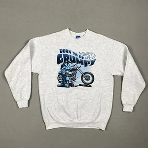 VTG 90s Y2K Disney Sweatshirt Mens Medium Grumpy Dwarf Motorcycle MADE IN USA!!! - Picture 1 of 11