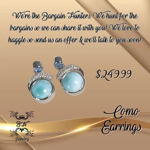 Marahlago Como Earrings – Larimar, White Sapphire & Blue Spinel–Sterling Silver! - Picture 1 of 5